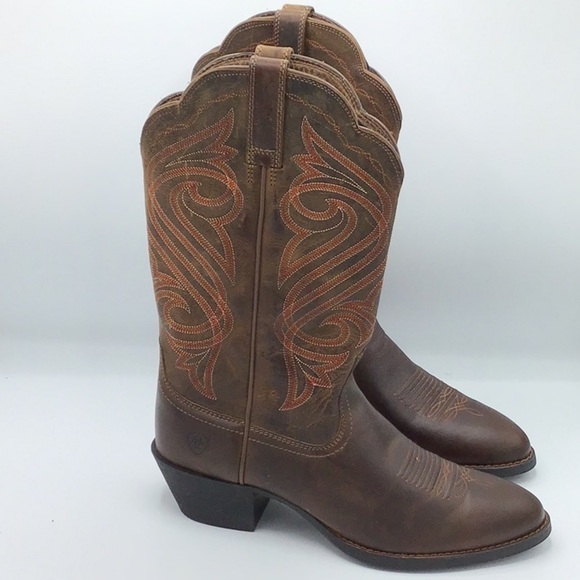 Ariat Heritage Round Up Brown Embroidered Western Boot 4 LR Size 9.5 B - Picture 4 of 16